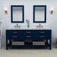 Elizabeth 72 in. Bath Vanity Set in Heritage Blue with 24 in. Mirrors and Gold Finish