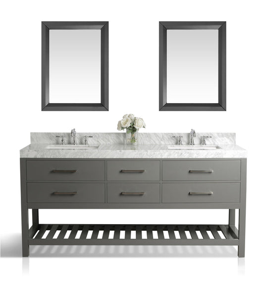 Elizabeth 72 in. Bath Vanity Set in Sapphire Gray with 24 in. Mirror