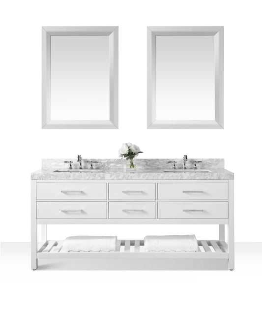 Elizabeth 72 in. Bath Vanity Set in White with 24 in. Mirror