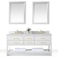 Elizabeth 72 in. Bath Vanity Set in White with 24 in. Mirrors and Gold Finish