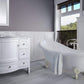 Lauren 48 in. Carrara Marble countertop Bath Vanity Set in White with 28 in. Mirror with Brushed Nickel Hardware