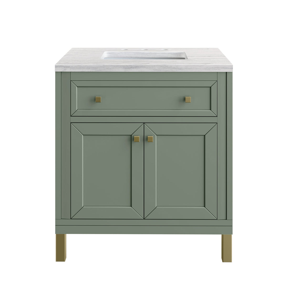 Chicago 30" Single Vanity, Smokey Celadon w/ 3 CM Eternal Marfil Top