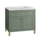 Chicago 36" Single Vanity, Smokey Celadon w/ 3 CM Eternal Marfil Top