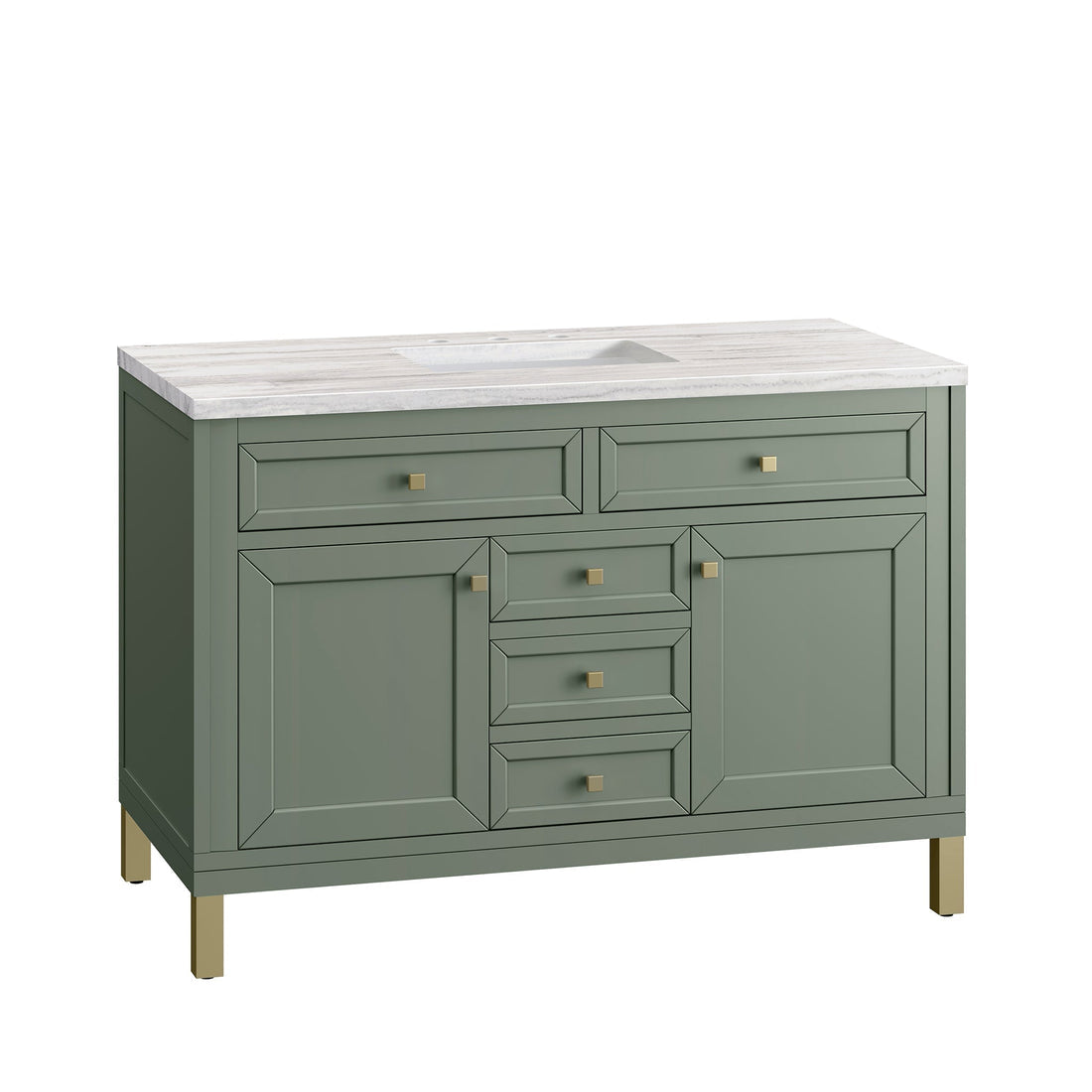 Chicago 48" Single Vanity, Smokey Celadon w/ 3 CM Eternal Marfil Top