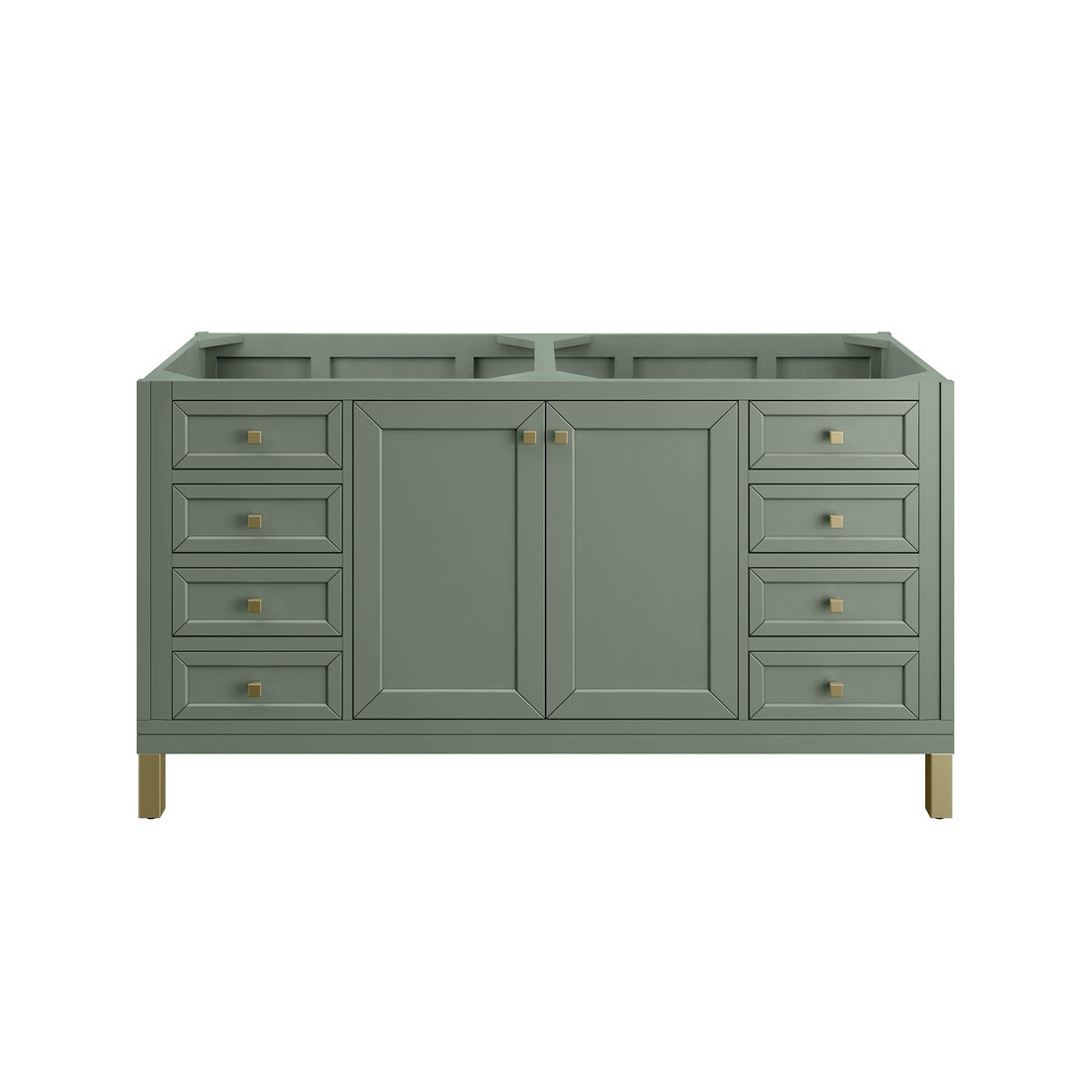 Chicago 60" Double Vanity, Smokey Celadon w/ 3 CM Eternal Marfil Top