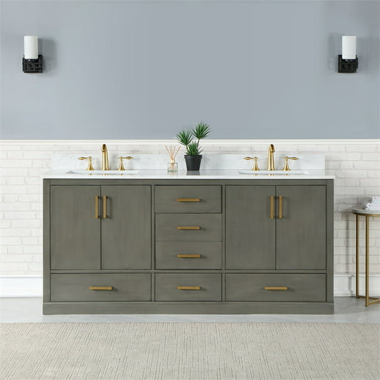 Monna 72" Double Bathroom Vanity Set in Gray Pine