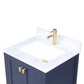 Geneva 24" Freestanding Bathroom Vanity With Carrara Marble Countertop, Undermount Ceramic Sink & Mirror - Navy Blue