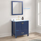 Geneva 30" Freestanding Bathroom Vanity With Carrara Marble Countertop & Undermount Ceramic Sink - Navy Blue