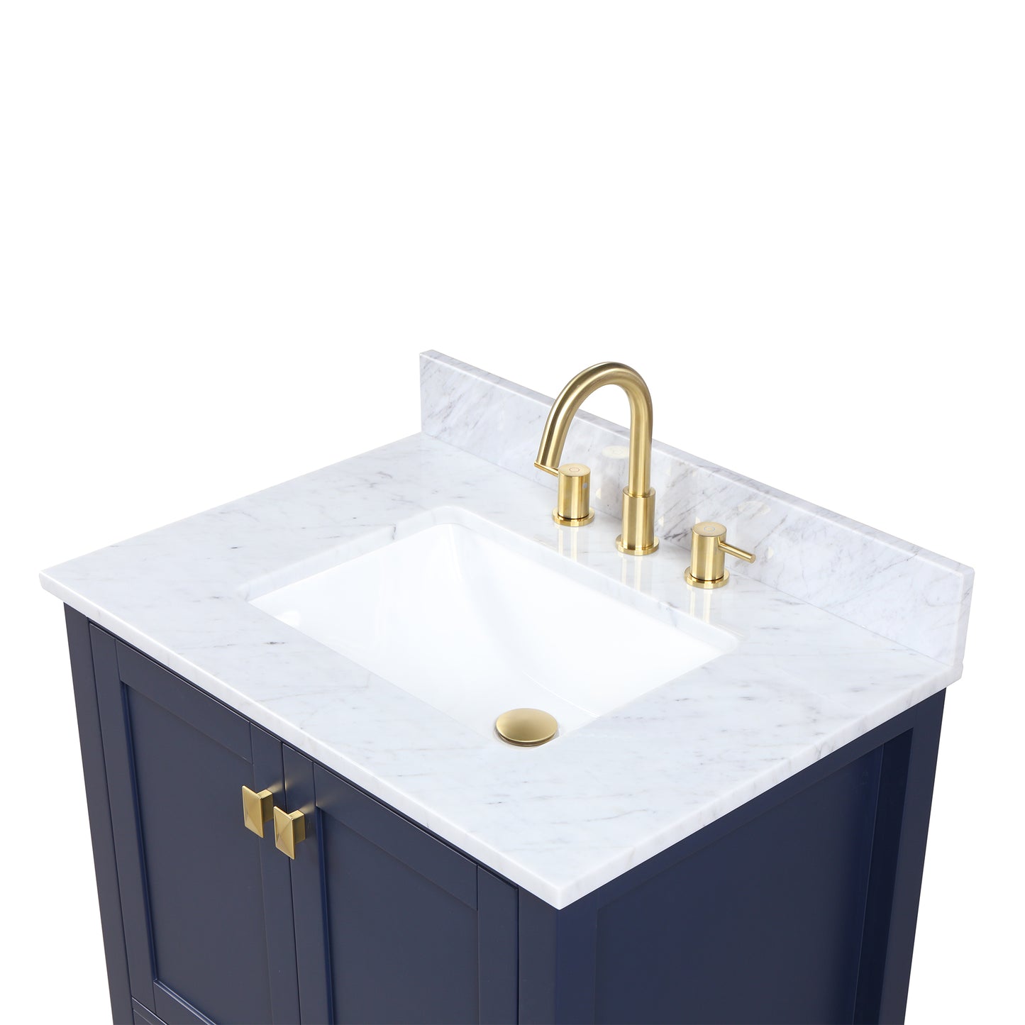 Geneva 30" Freestanding Bathroom Vanity With Carrara Marble Countertop & Undermount Ceramic Sink - Navy Blue