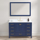 Geneva 48" Freestanding Bathroom Vanity With Carrara Marble Countertop & Undermount Ceramic Sink - Navy Blue