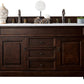 Brookfield 60" Double Vanity, Burnished Mahogany w/ 3 CM Arctic Fall Solid Surface Top