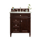 Brittany 30" Single Vanity, Burnished Mahogany, w/ 3 CM Eternal Jasmine Pearl Quartz Top