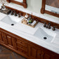 Brookfield 72" Double Vanity, Warm Cherry w/ 3 CM Arctic Fall Solid Surface Top