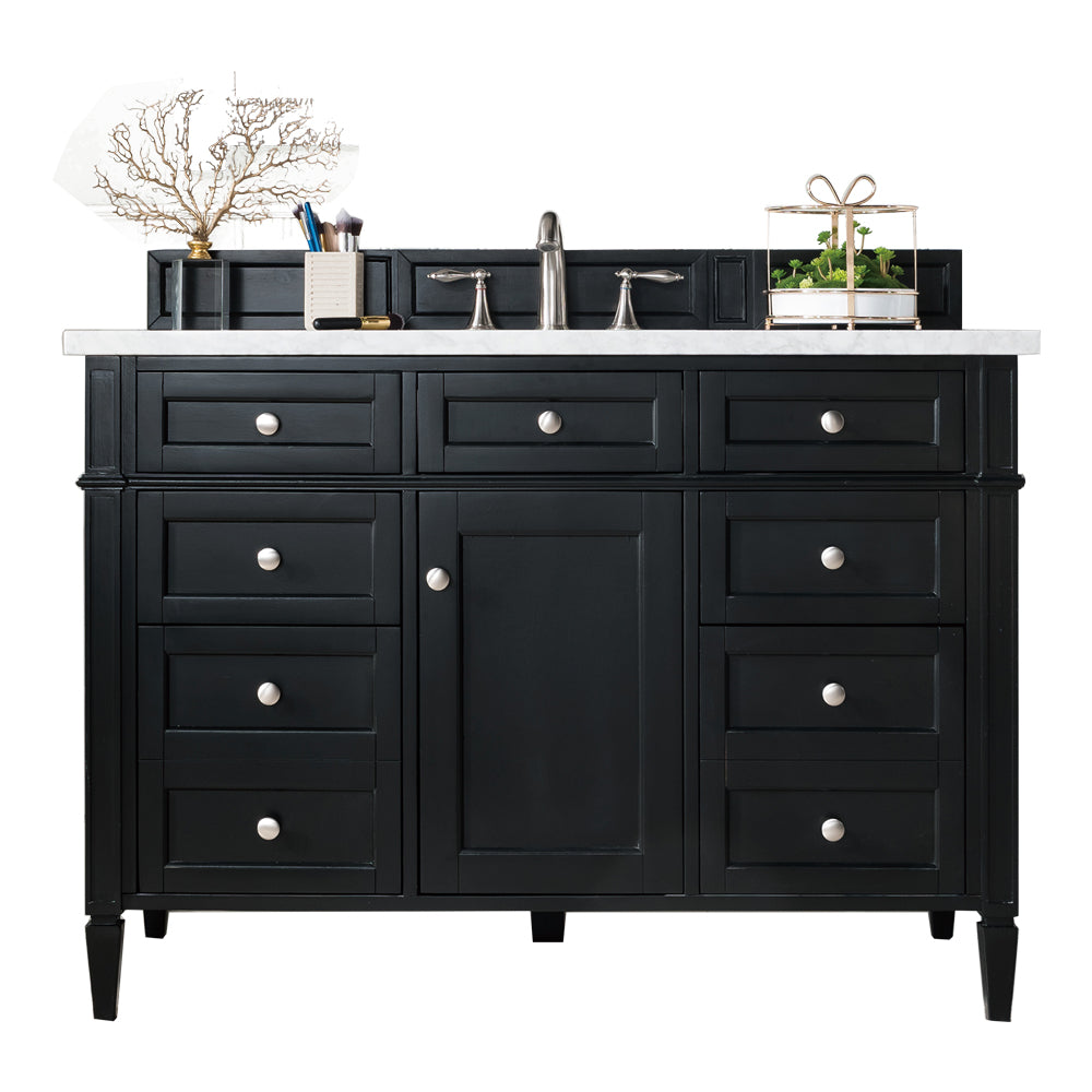 Brittany 48" Single Vanity, Black Onyx w/ 3 CM Arctic Fall Solid Surface Top