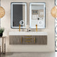 Mercer Island 59" Double Vanity, Ash Gray, Radiant Gold w/ Glossy White Composite Stone Top