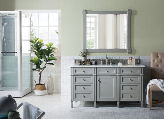 Brittany 60" Single Vanity, Urban Gray w/ 3 CM Carrara Marble Top