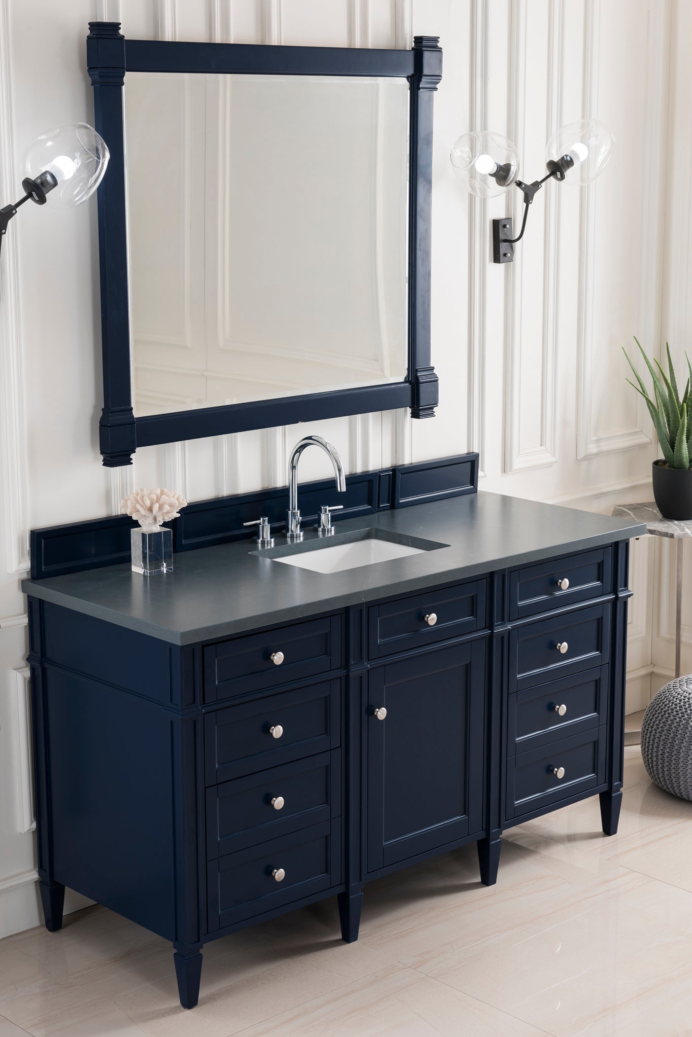 Brittany 60" Single Vanity, Victory Blue w/ 3 CM Charcoal Soapstone Quartz Top