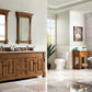 Brookfield 72" Double Vanity, Country Oak w/ 3 CM Carrara Marble Top