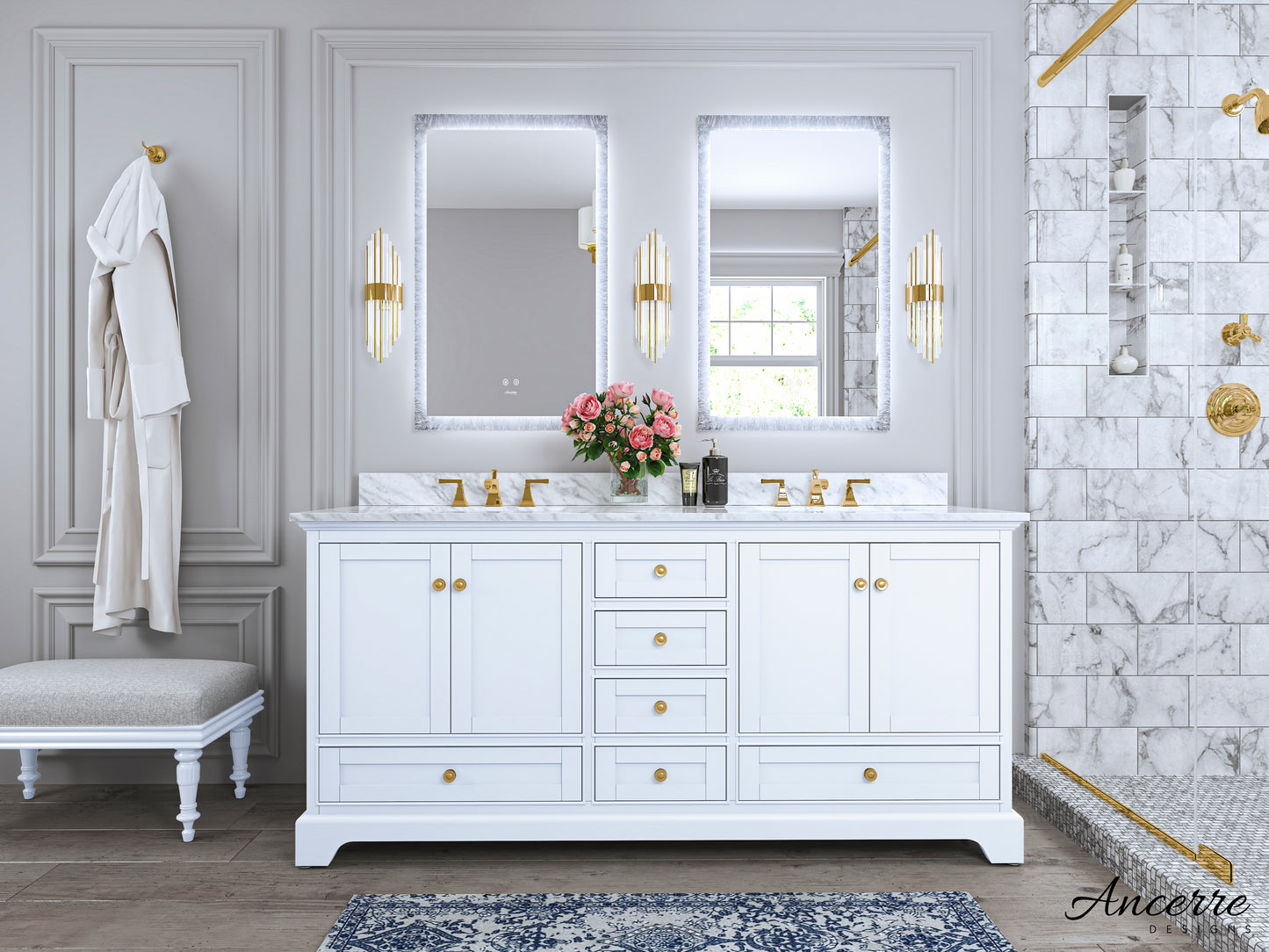 Audrey 72 in. Bath Vanity Set in White