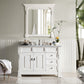 Brookfield 48" Single Vanity, Bright White w/ 3 CM Carrara Marble Top