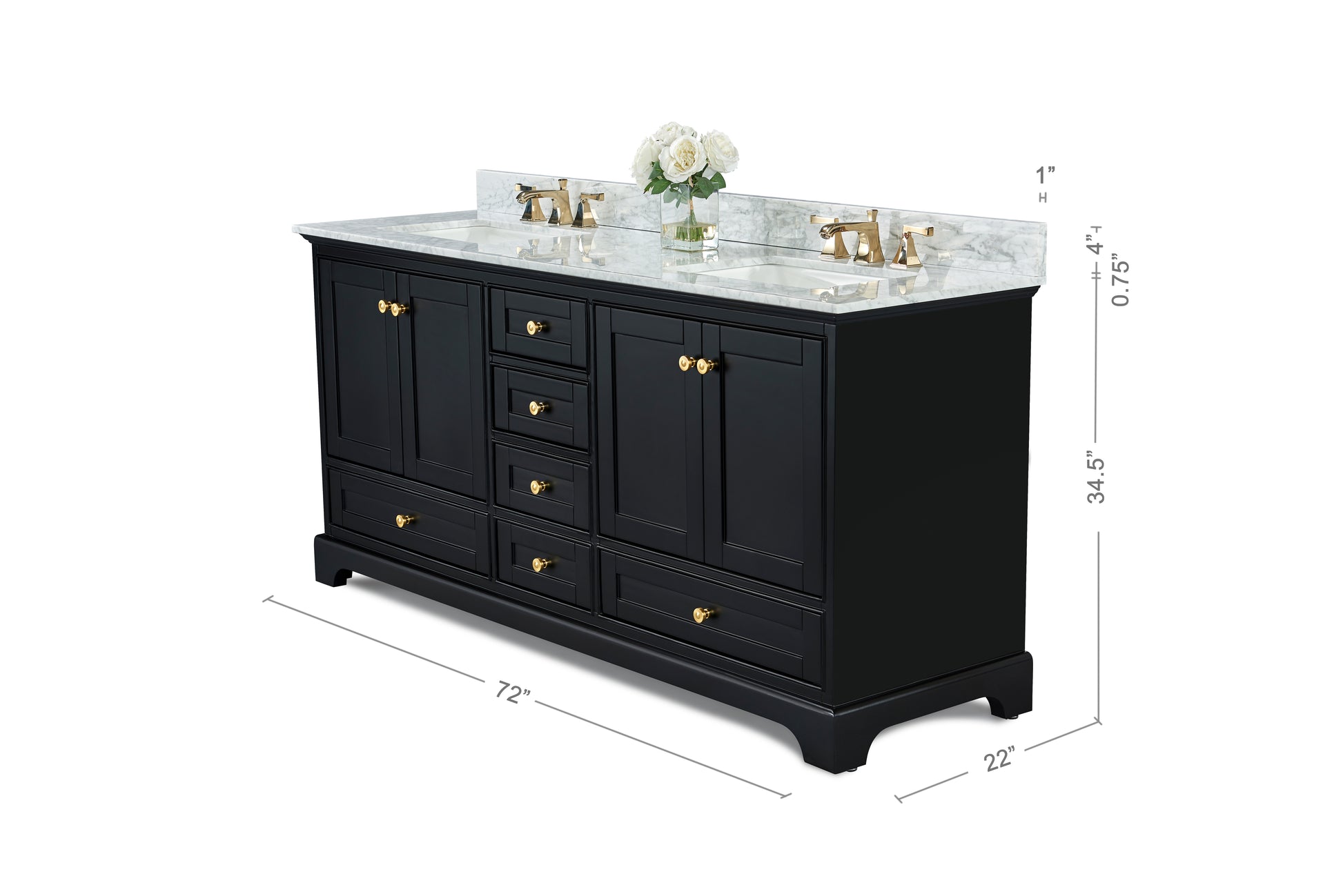 Audrey 72 in. Bath Vanity Set in Onyx Black