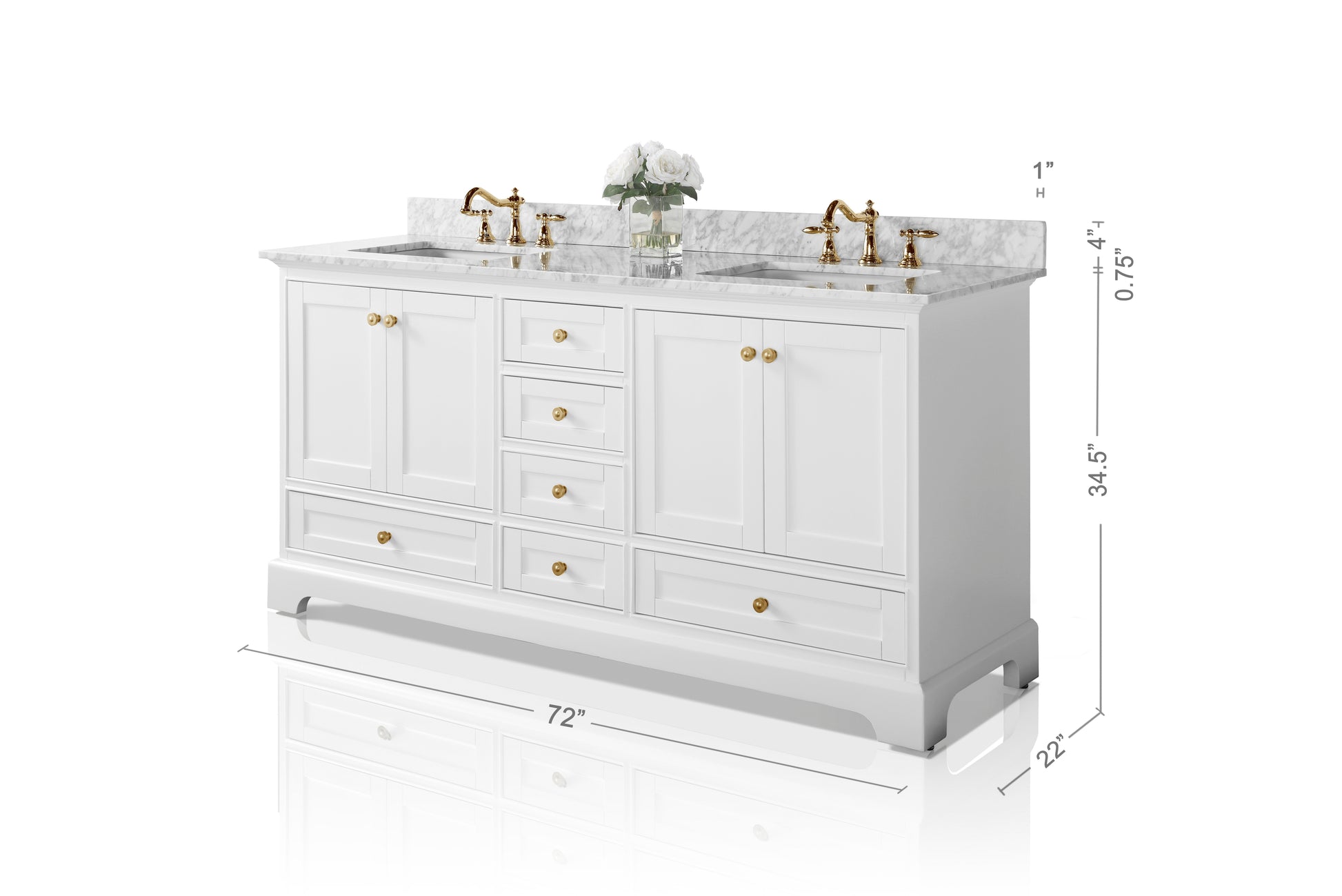 Audrey 72 in. Bath Vanity Set in White