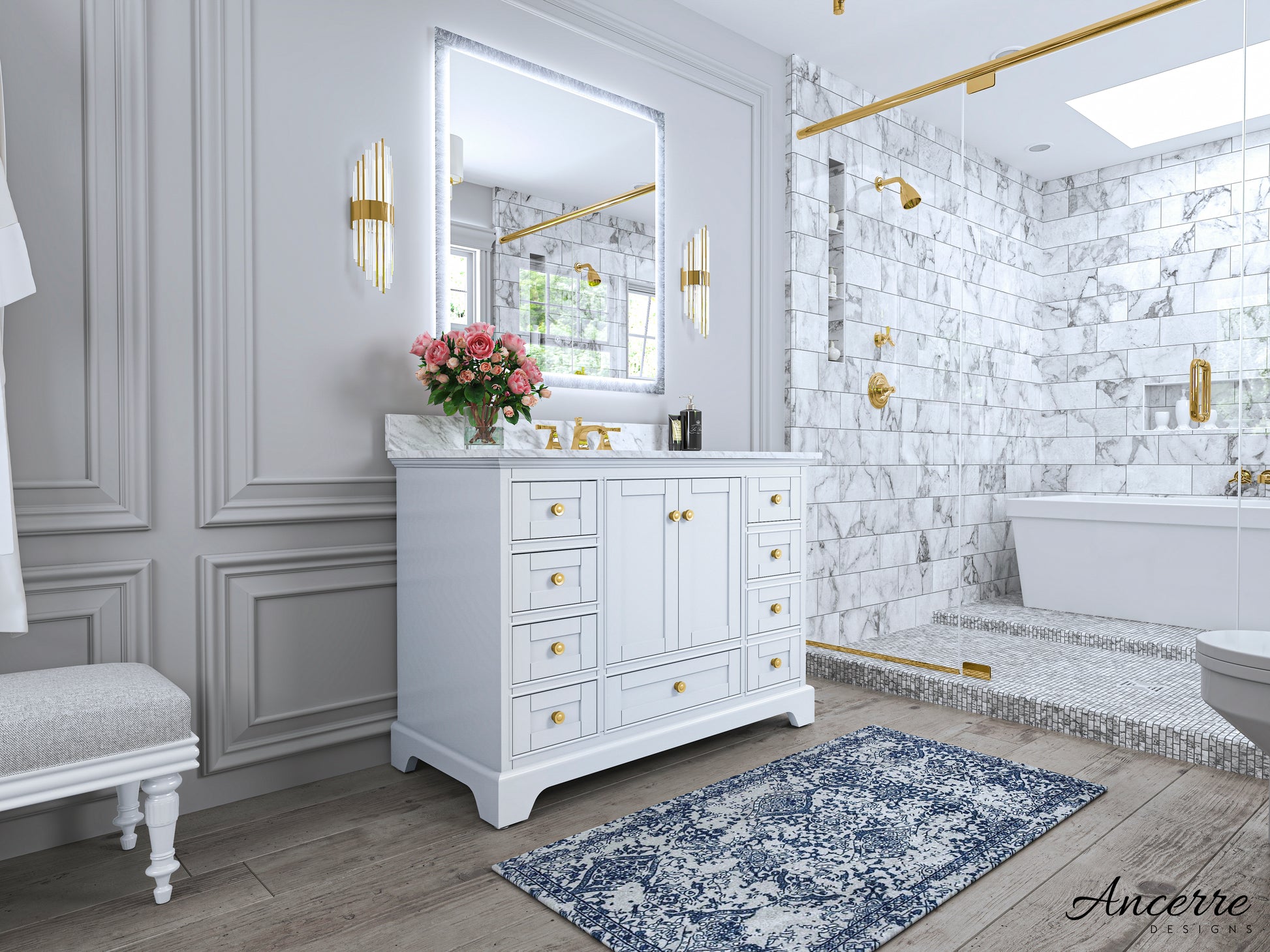 Audrey 48 in. Bath Vanity Set in White 