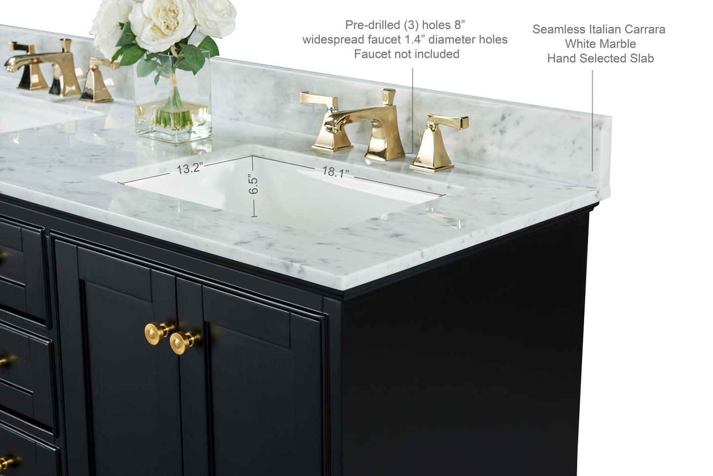 Audrey 72 in. Bath Vanity Set in Onyx Black