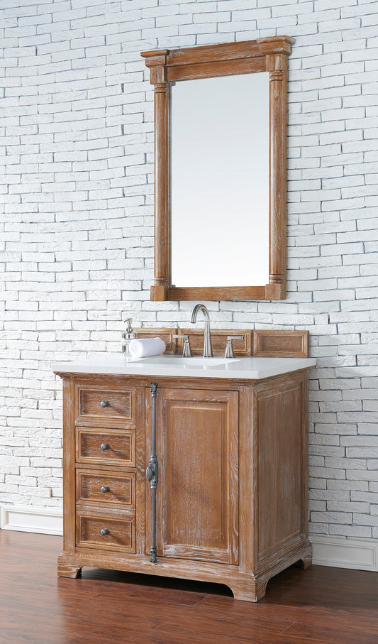 Providence 36" Single Vanity, Driftwood w/ 3 CM White Zeus Quartz Top