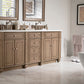 Bristol 72" Double Vanity, Whitewashed Walnut w/ 3 CM Arctic Fall Solid Surface Top