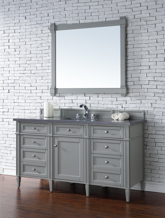 Brittany 60" Single Vanity, Urban Gray w/ 3 CM Charcoal Soapstone Quartz Top