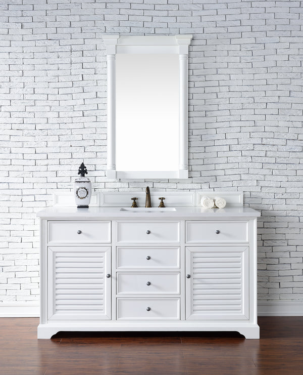 Savannah 60 Single Vanity, Bright White w/ 3 CM White Zeus Quartz Top