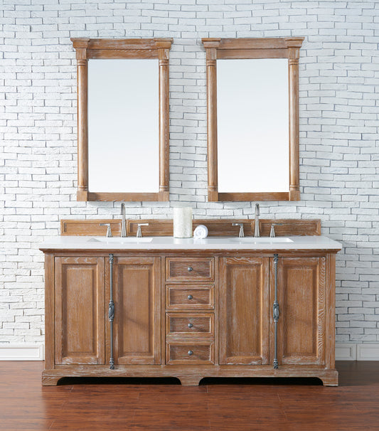 Providence 72" Double Vanity, Driftwood w/ 3 CM White Zeus Quartz Top