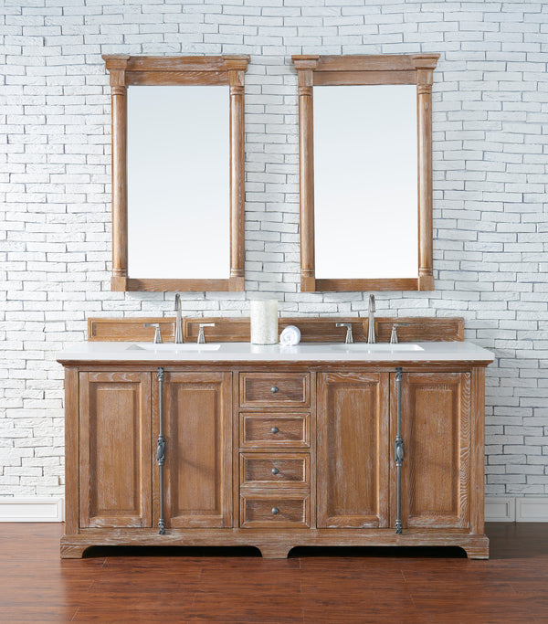 Providence 72 Double Vanity, Driftwood w/ 3 CM White Zeus Quartz Top