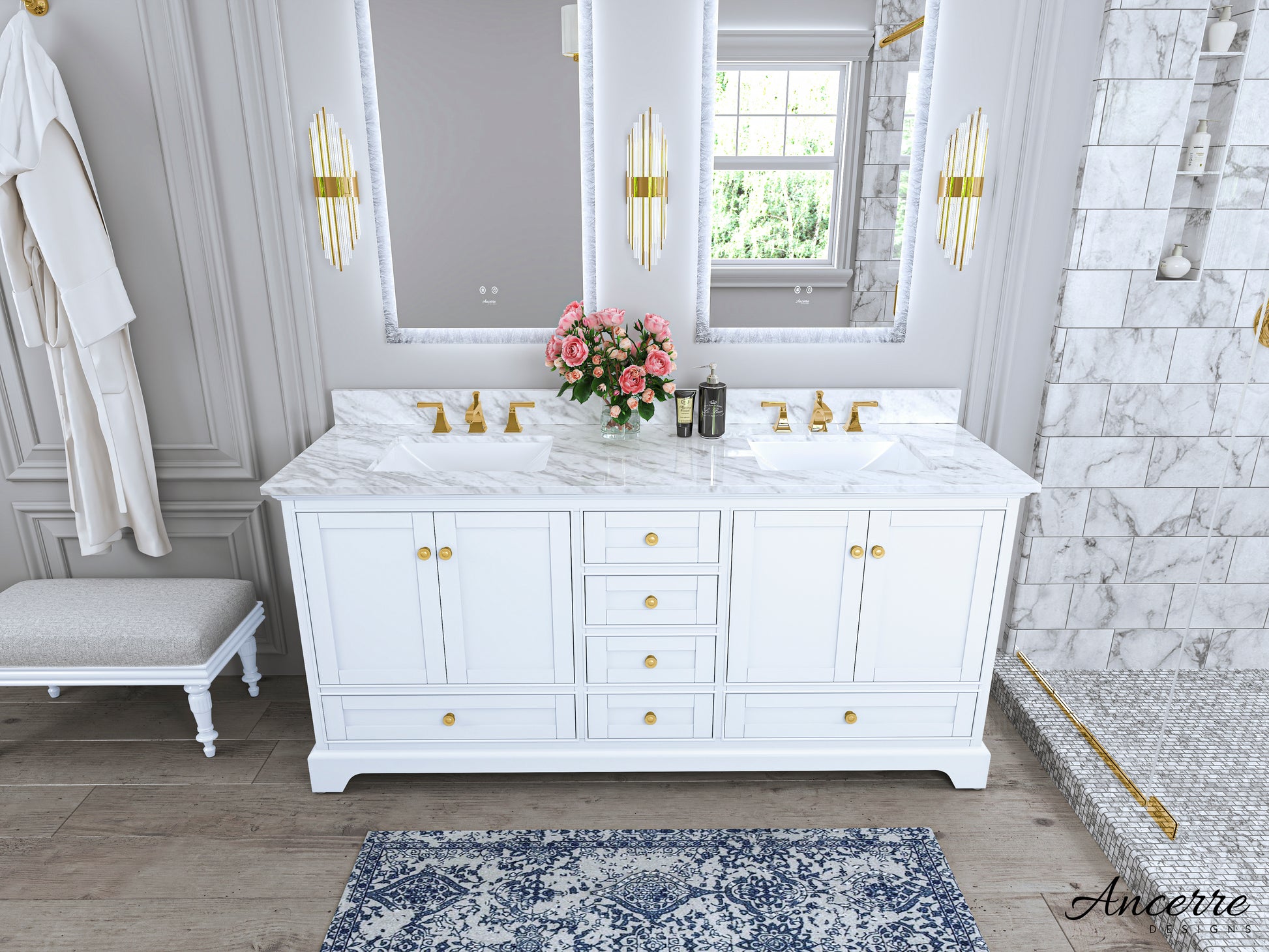 Audrey 72 in. Bath Vanity Set in White