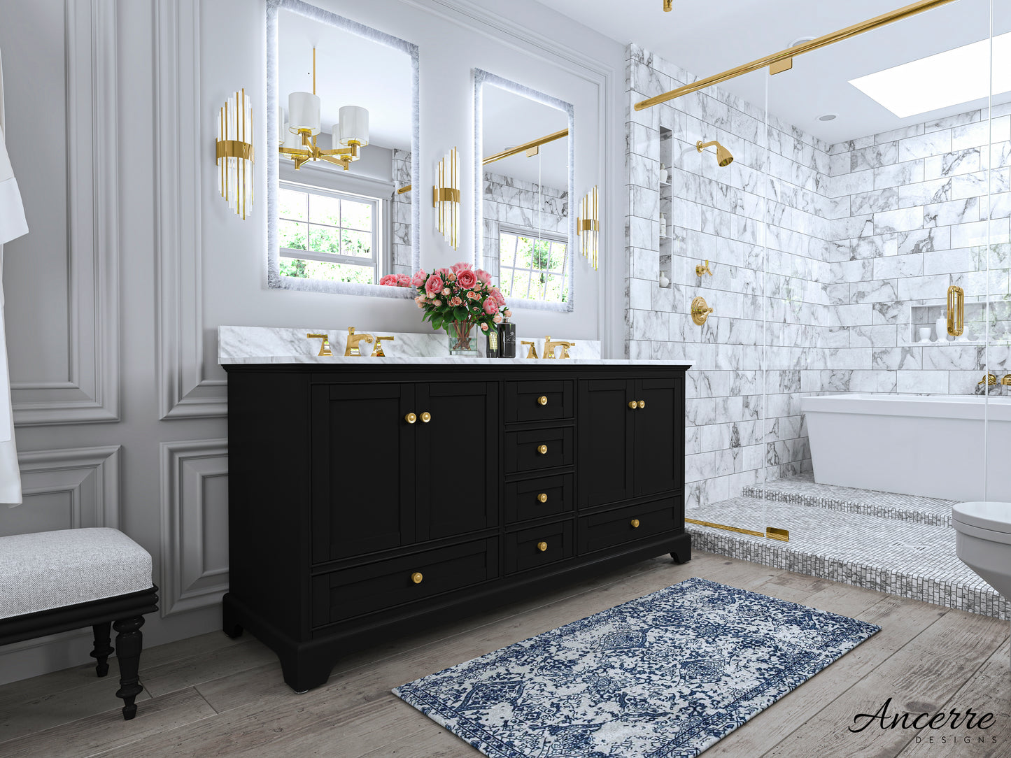 Audrey 72 in. Bath Vanity Set in Onyx Black