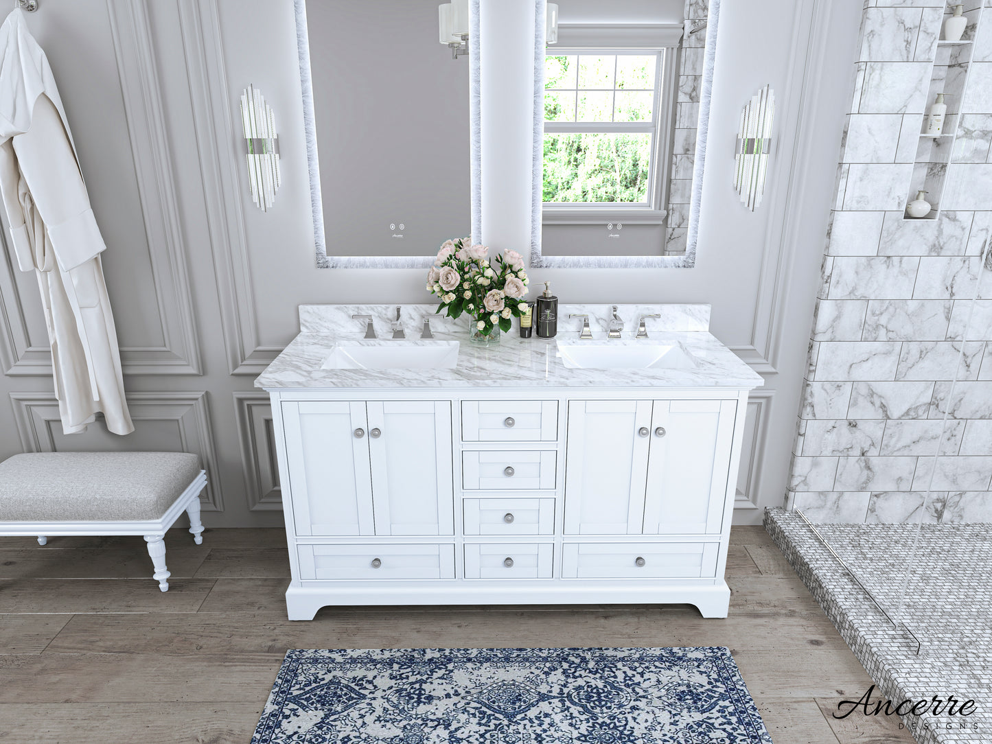 Audrey 60 in. Bath Vanity Set in White