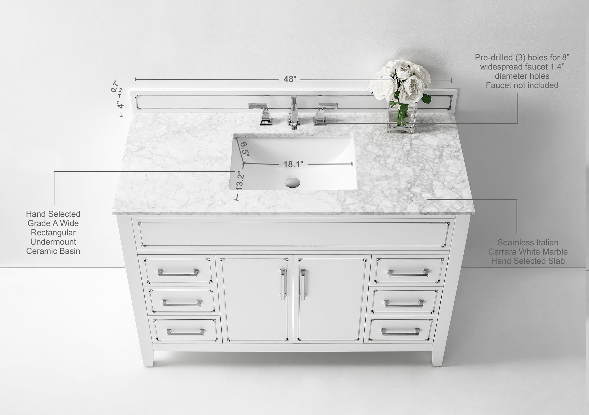 Aspen 48 in. Bath Vanity Set in White