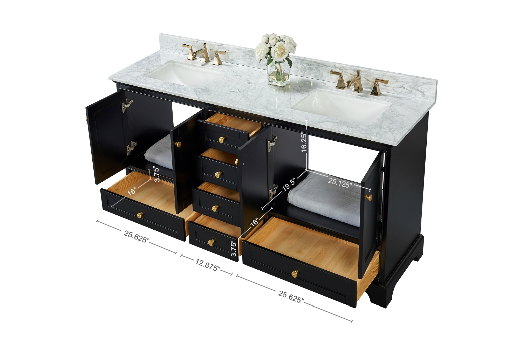 Audrey 72 in. Bath Vanity Set in Onyx Black