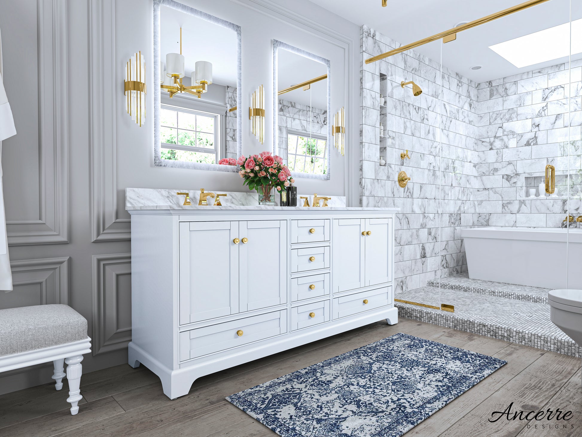 Audrey 72 in. Bath Vanity Set in White