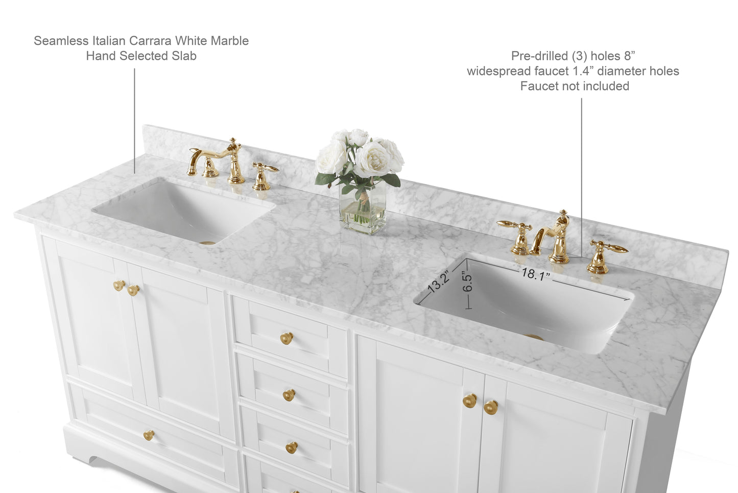 Audrey 72 in. Bath Vanity Set in White