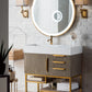 Columbia 36" Single Vanity, Ash Gray, Radiant Gold w/ Glossy White Composite Stone Top