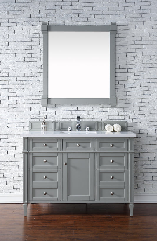 Brittany 48" Single Vanity, Urban Gray w/ 3 CM White Zeus Quartz Top