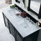 Brittany 60" Double Vanity, Black Onyx w/ 3 CM Carrara Marble Top