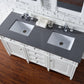 Brittany 60" Double Vanity, Bright White Vanity w/ 3 CM Charcoal Soapstone Quartz Top