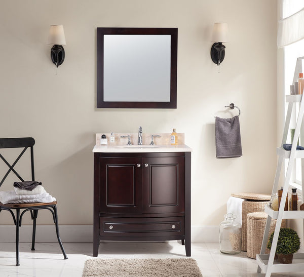 Estella 32 Brown Bathroom Vanity with Jerusalem Gold Marble Countertop