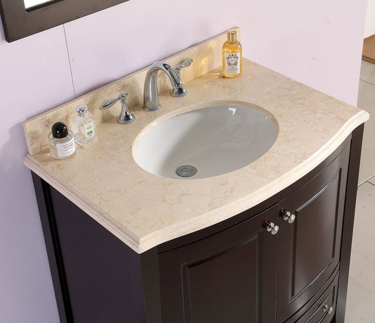Estella 32" Brown Bathroom Vanity with Jerusalem Gold Marble Countertop
