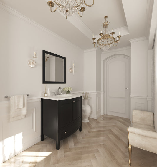 Estella 32" Espresso Bathroom Vanity with White Carrara Marble Countertop