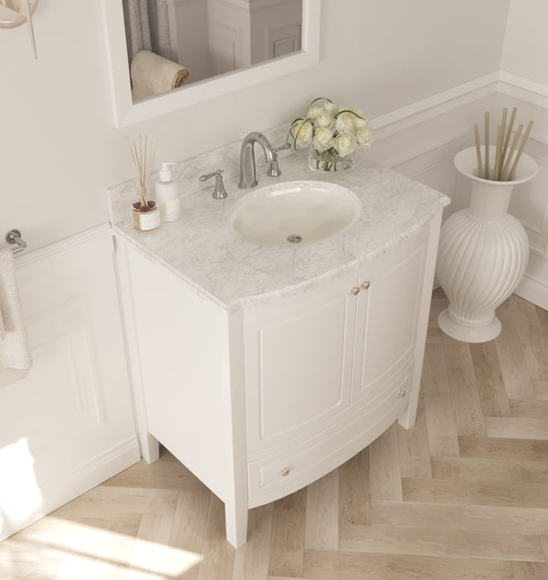 Estella 32 White Bathroom Vanity with White Carrara Marble Countertop