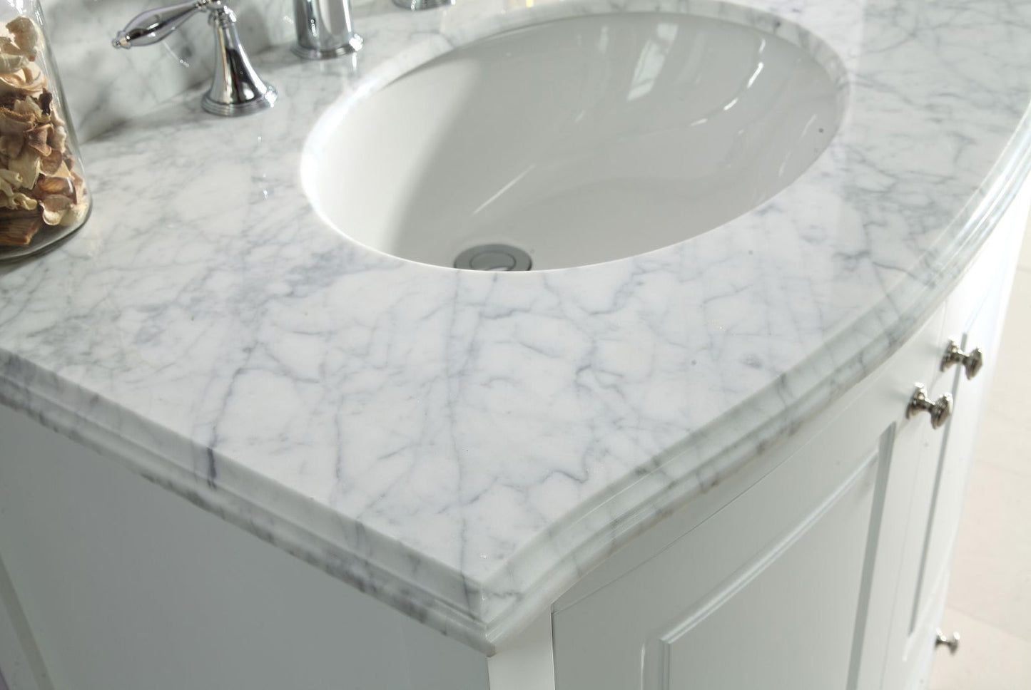 Estella 32" White Bathroom Vanity with White Carrara Marble Countertop